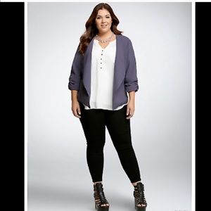 Gorgeous color Torrid draped open front blazer